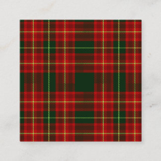 Classic Christmas Red Green Tartan Plaid Seamless  Square Business Card