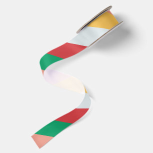 Classic Christmas Red Green White Gold Striped Satin Ribbon