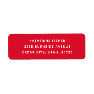 Classic Christmas red minimalist holiday address Label
