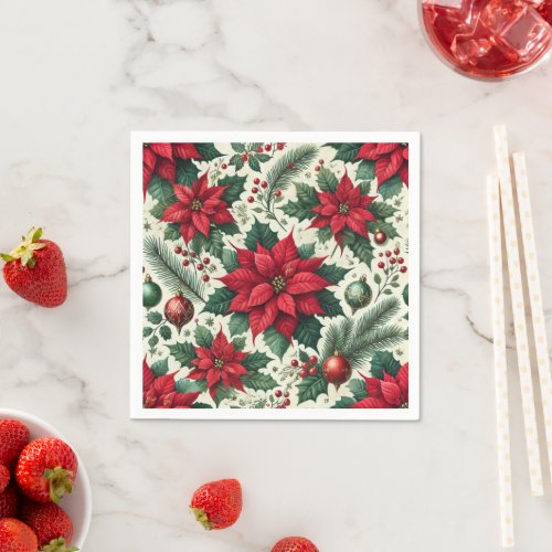 Classic Christmas Red Poinsettia Découpage Napkins