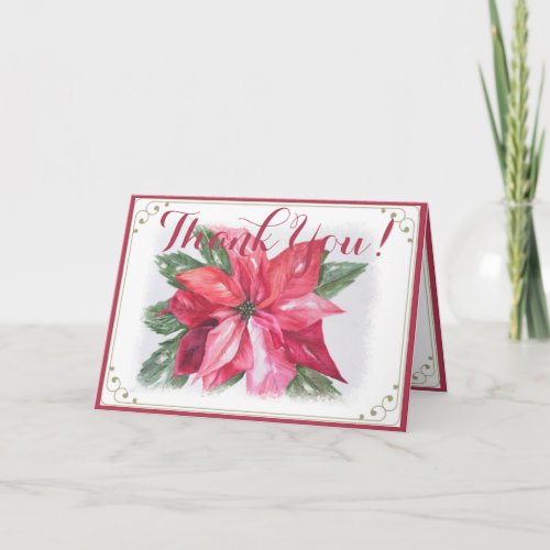 CLASSIC CHRISTMAS RED POINSETTIA FLOWER THANK YOU