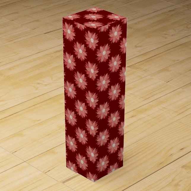 Classic Christmas Red Poinsettia Holiday Wine Box (Front)