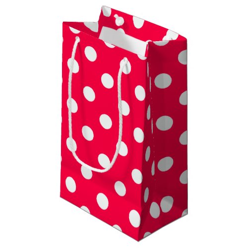 Classic Christmas Red White Polka Dots Template Small Gift Bag