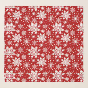 Classic Christmas Red & White Snowflake Pattern Scarf