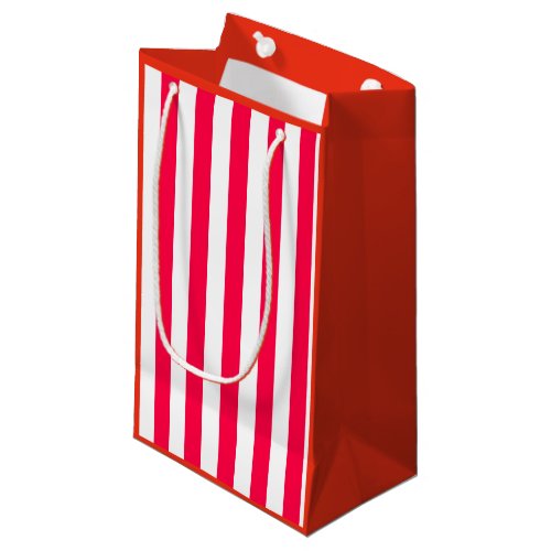 Classic Christmas Red White Striped Template Small Gift Bag