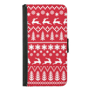Classic Christmas: Red White Winter Pattern Samsung Galaxy S5 Wallet Case
