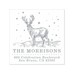 Classic Christmas Reindeer Name & Return Address Self-inking Stamp