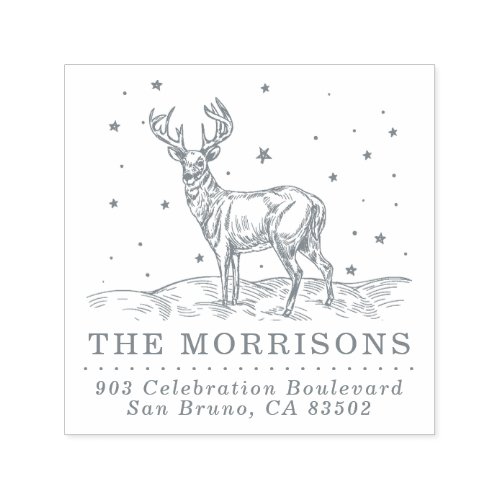 Classic Christmas Reindeer Name  Return Address Self_inking Stamp