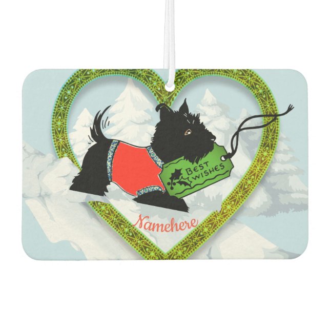 Classic Christmas, Retro Scotty Dog, Air Freshener (Front)