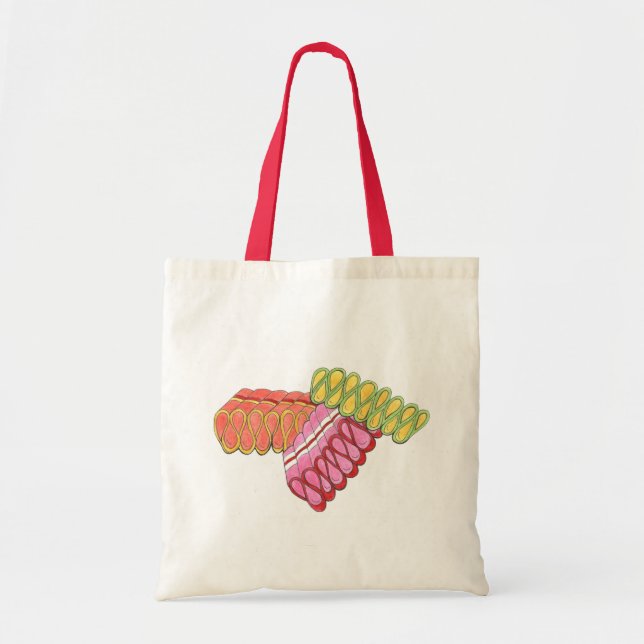 Classic Christmas Ribbon Candy Colorful Holiday Tote Bag (Front)