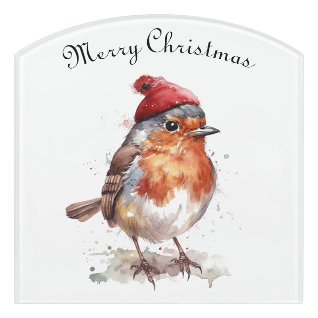 Classic Christmas Robin, custom  Door Sign (Contour Front)