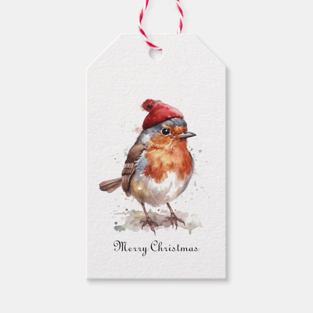 Classic Christmas Robin, custom  Gift Tags (Front)