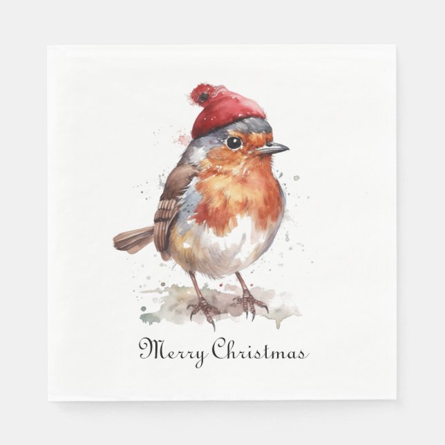 Classic Christmas Robin, custom  Napkins (Front)