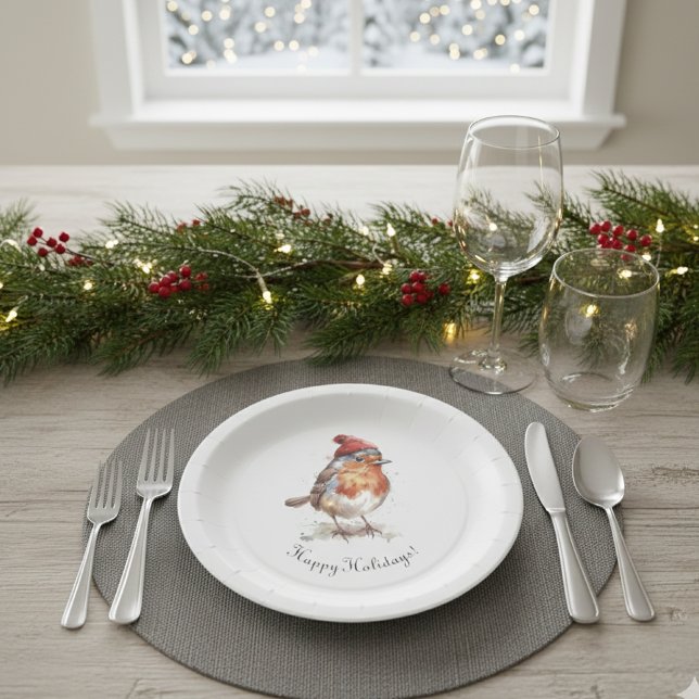 Classic Christmas Robin, custom  Paper Plates (Creator Uploaded)