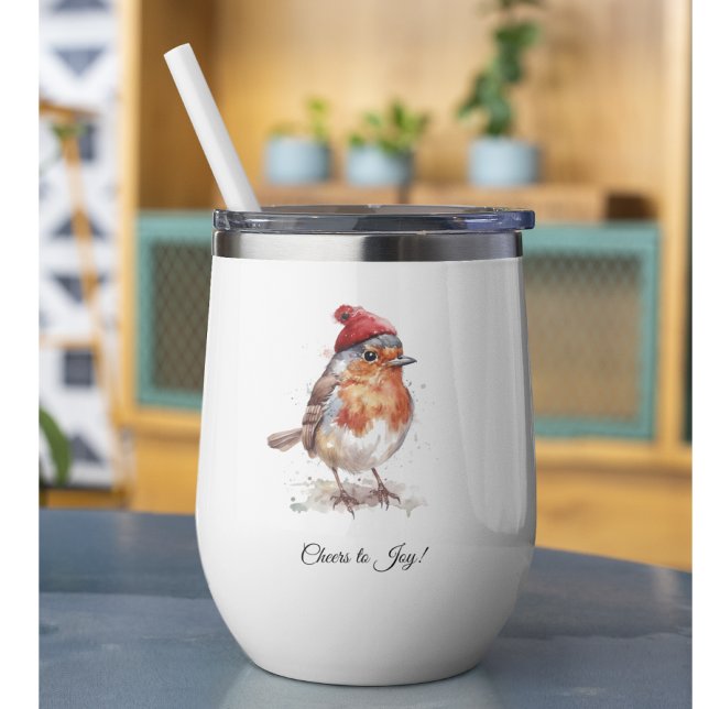 Classic Christmas Robin, custom  Thermal Wine Tumbler (Creator Uploaded)