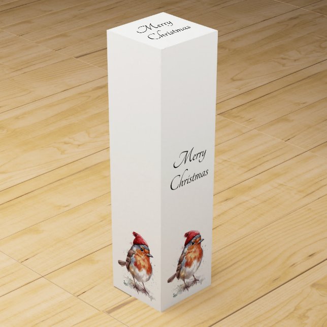 Classic Christmas Robin, custom  Wine Box (Front)