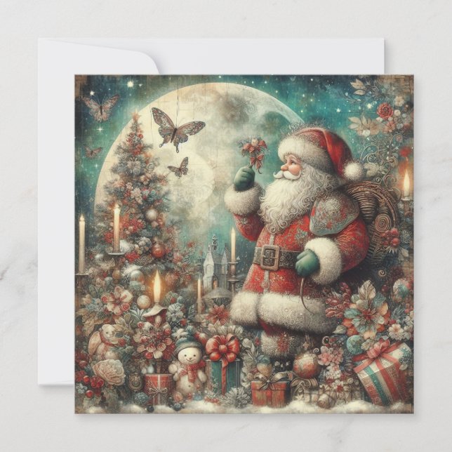 Classic Christmas Santa Greeting Card (Front)