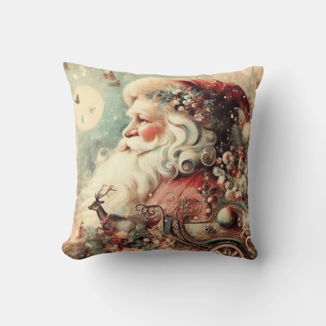 Classic Christmas Santa Throw Pillow (Front)
