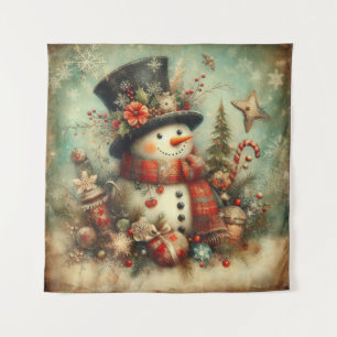 Classic Christmas Snowman Tapestry