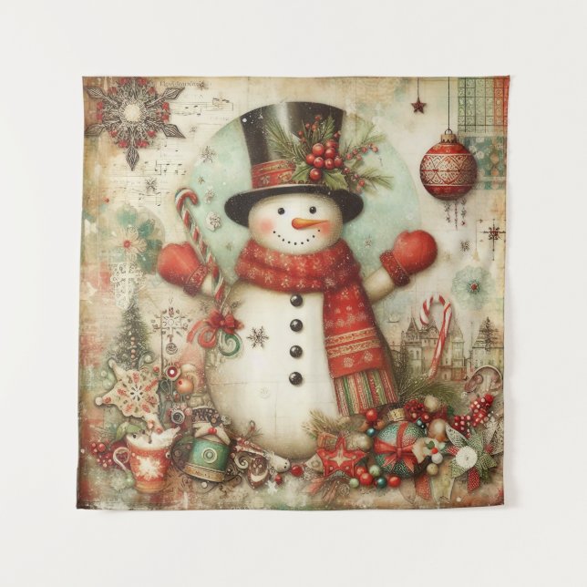 Classic Christmas Snowman Tapestry (Front)