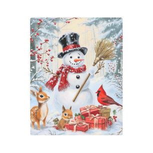 Classic Christmas Snowman & Woodland Friends Art