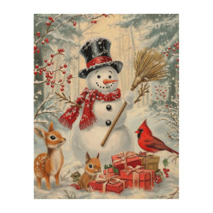 Classic Christmas Snowman & Woodland Friends Art