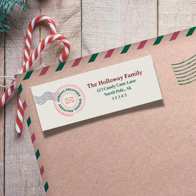 Classic Christmas Stamp Return Address Label (Send cheer with this modern and bold holiday labels!)