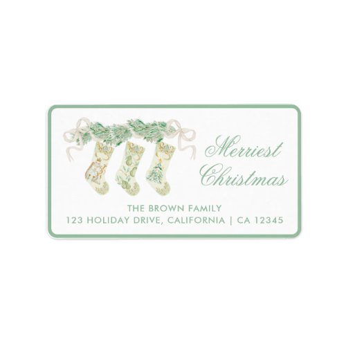 Classic Christmas Stocking Garland Vintage Address Label