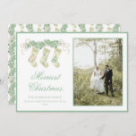 Classic Christmas Stockings Garland Vintage Photo Holiday Card<br><div class="desc">Watercolor Christmas Stockings Green Vintage Photo Holiday Card. This beautiful Christmas Photo Card features watercolor Christmas garland with white bows as a frame for one photo. Back of invitation is Christmas Stockings with Christmas garland and bows. It is perfect if you are looking for classic, southern, grandmillenial Christmas photo card....</div>