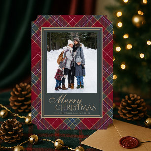 Classic Christmas Tartan Plaid Photo Holiday Card