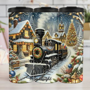 Classic Christmas Train Village Wonderland Thermal Tumbler