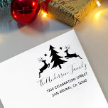 Classic Christmas Tree and Reindeer Return Address Rubber Stamp<br><div class="desc">Classic Christmas Tree and Reindeer Return Address</div>