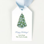 Classic Christmas Tree Chinoiserie Happy Holidays  Gift Tags