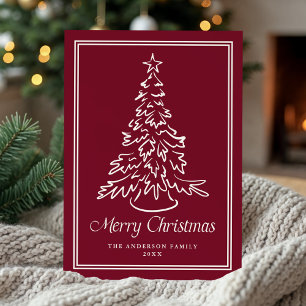 Classic Christmas Tree Cranberry Non-Photo Holiday Card