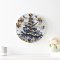 Classic Christmas Tree Festive Christmas Design Large Clock