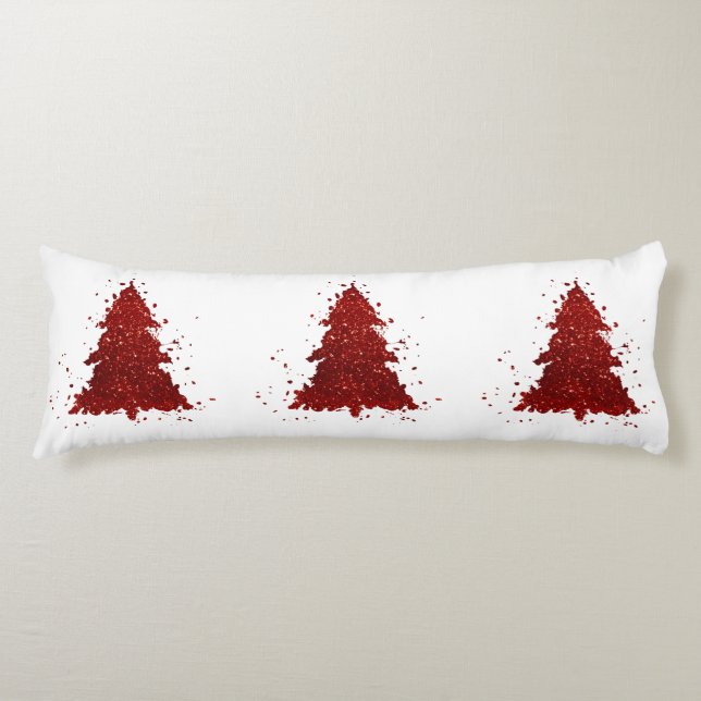 Classic Christmas Tree | Festive Rich Crimson Red Body Pillow (Front)