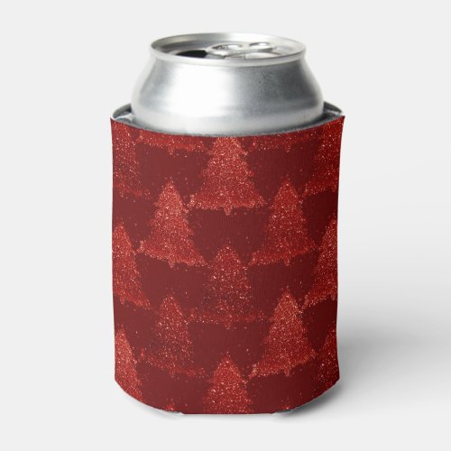 Classic Christmas Tree  Festive Rich Crimson Red Can Cooler