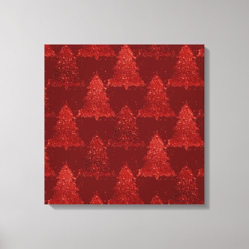 Classic Christmas Tree  Festive Rich Crimson Red Canvas Print