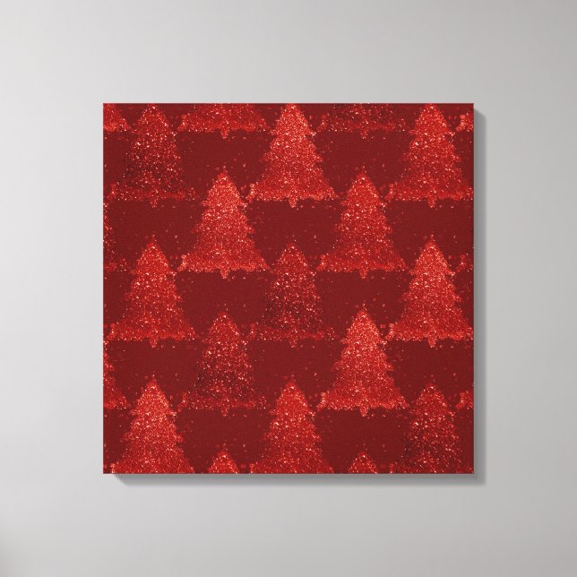 Classic Christmas Tree | Festive Rich Crimson Red Canvas Print (Front)