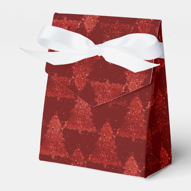 Classic Christmas Tree | Festive Rich Crimson Red Favor Boxes (Front Side)