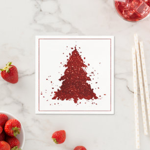 Classic Christmas Tree Festive Rich Crimson Red Napkins
