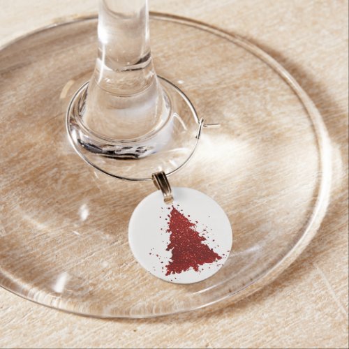 Classic Christmas Tree  Festive Rich Crimson Red Wine Charm