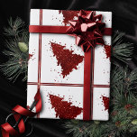 Classic Christmas Tree | Festive Rich Crimson Red Wrapping Paper<br><div class="desc">Tis the season to celebrate and entertain! Modern, dark, and moody palette in a festive abstract holiday design featuring a whimsical sparkly Christmas tree with a frisky paint splatter enhanced and faux metallic glitter. For other colors or matching products, please contact the designer Fharryn c/o JustFharryn@yahoo.com All rights reserved. #zazzlemade...</div>