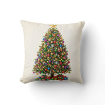 Classic Christmas Tree Holiday Throw Pillow