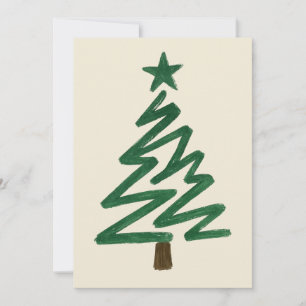 Classic Christmas Tree in Oil Painting Style Invit Invitation