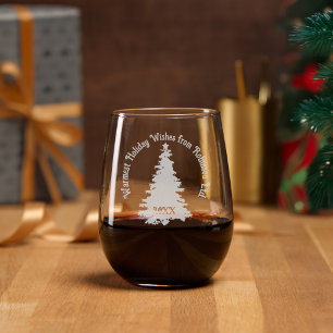 Classic Christmas Tree Sihlouette Holiday Stemless Wine Glass