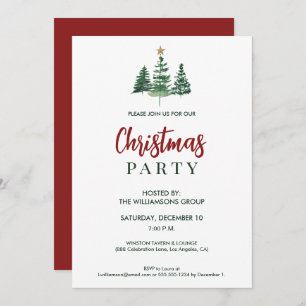 Classic Christmas Trees Office Corporate Party Invitation