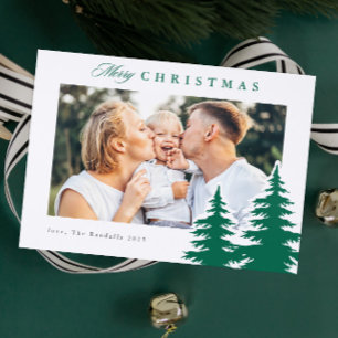 Classic Christmas Trees Photo Holiday Letterpress Photo Cards