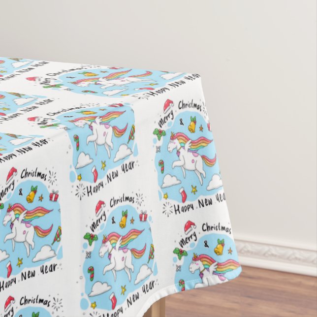 Classic Christmas Unicorn Tablecloth (In Situ)