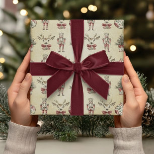 Classic Christmas Vintage Chinoiserie Toile Jumbo Wrapping Paper